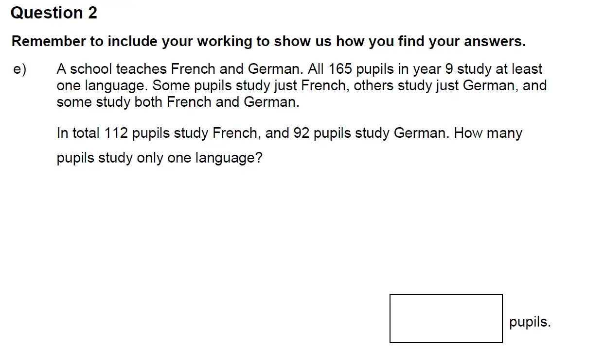 Question 2(e) - Highgate School – 11+ Assessment sample Mathematics test C - 2024