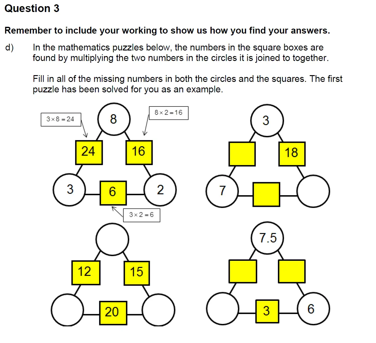 Question 3(d) - Highgate School – 11+ Assessment sample Mathematics test C - 2024