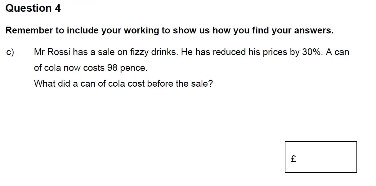 Question 4(c) - Highgate School – 11 Plus Assessment Sample Mathematics Test C - 2025