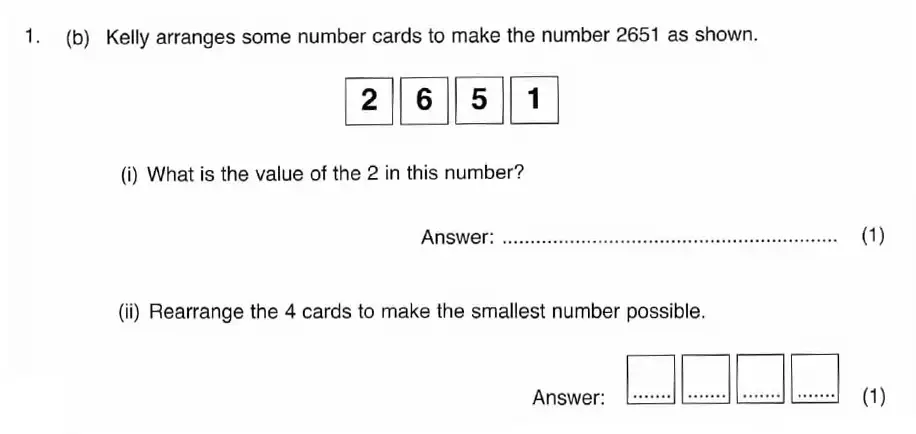 Question 1(b)(1(b)(i),1(b)(ii)) - ISEB - 11+ Maths Practice Paper - 2008-2009