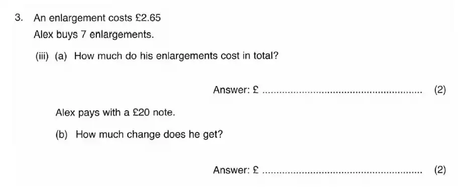 Question 3(3(iii)) - ISEB 11 Plus Maths 2008-09 Practice Paper