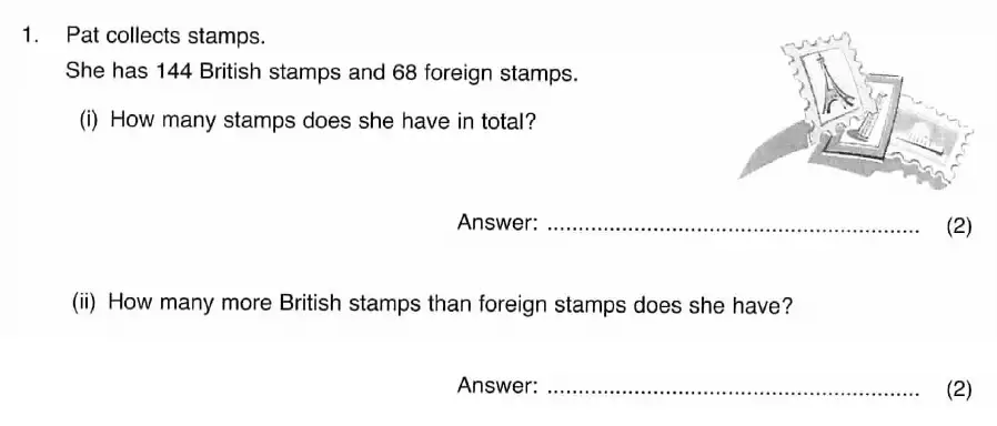 Question 1(a,b) - ISEB 11 Plus Maths 2008 Practice Paper