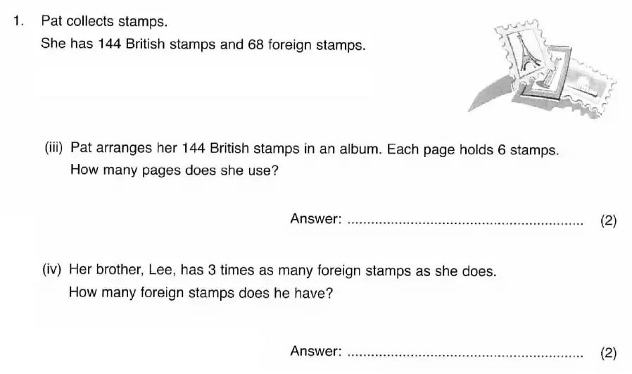 Question 1(c,d) - ISEB 11 Plus Maths 2008 Practice Paper