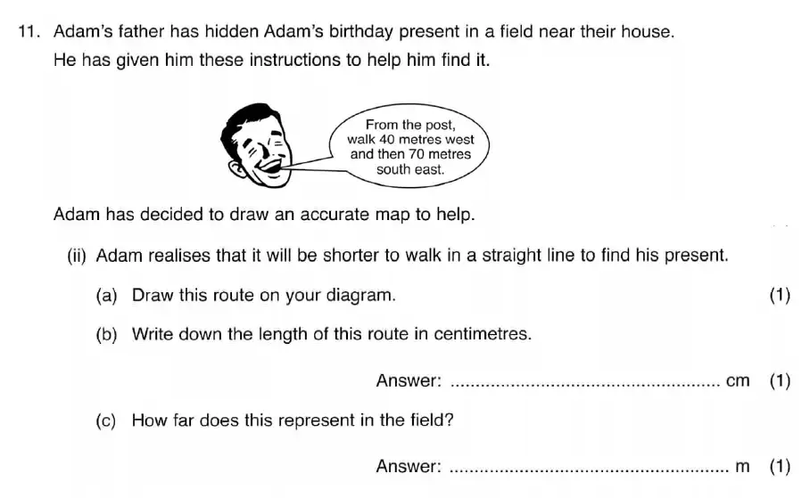 Question 11(b)(11(ii)(a),11(ii)(b),11(ii)(c)) - ISEB - 11+ Maths Practice Paper - 2008