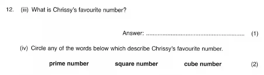 Question 12(12(c),12(d)) - ISEB 11 Plus Maths 2008 Practice Paper