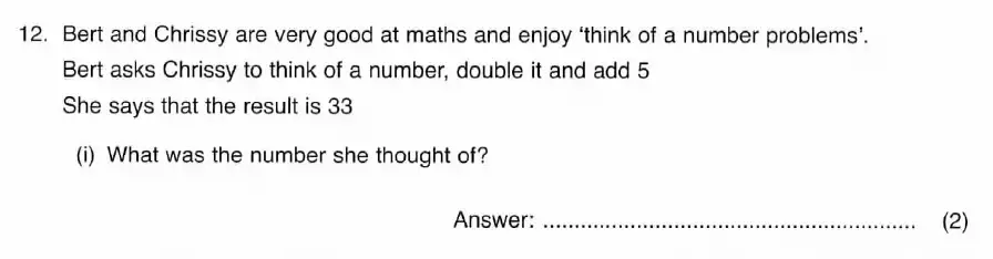 Question 12(a) - ISEB 11 Plus Maths 2008 Practice Paper