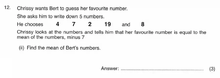 Question 12(b) - ISEB 11 Plus Maths 2008 Practice Paper
