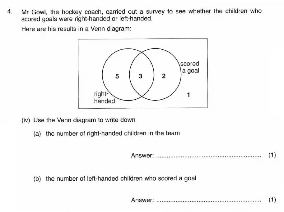 Question 4(4(iv)(a),4(iv)(b)) - ISEB 11 Plus Maths 2008 Practice Paper