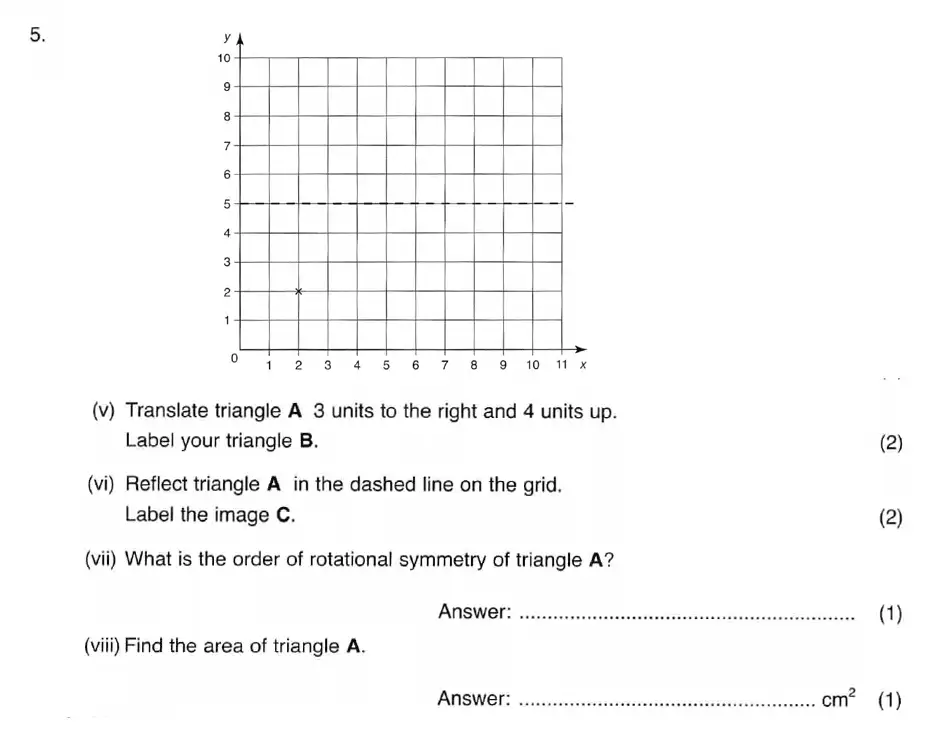 Question 5(e,f,g,h) - ISEB 11 Plus Maths 2008 Practice Paper