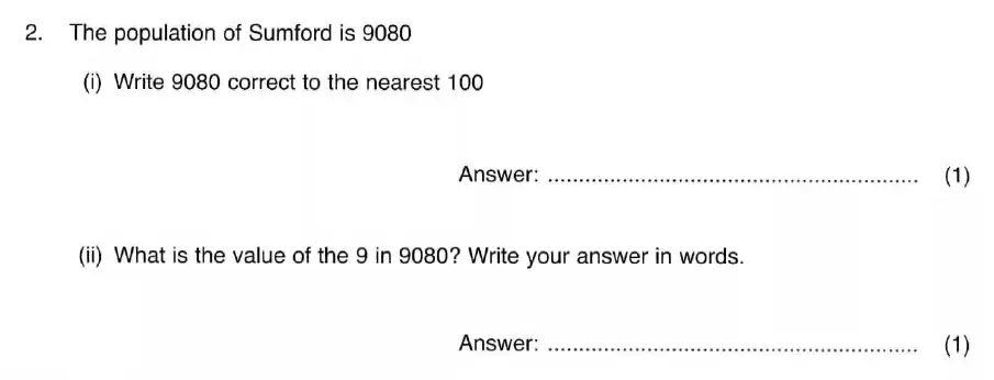 Question 2(i, ii) - ISEB 11 Plus Maths 2009 Practice Paper