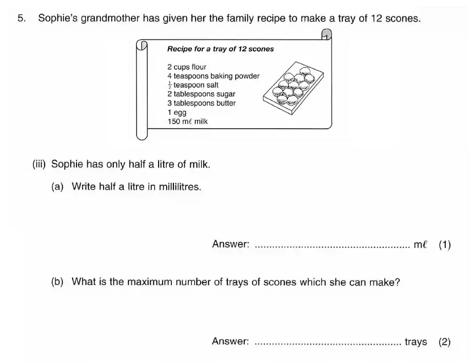 Question 5(iii) - ISEB 11 Plus Maths 2009 Practice Paper
