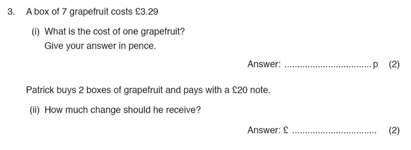 Question 3(i,3(ii)) - ISEB 11 Plus Maths Specimen Paper 2016