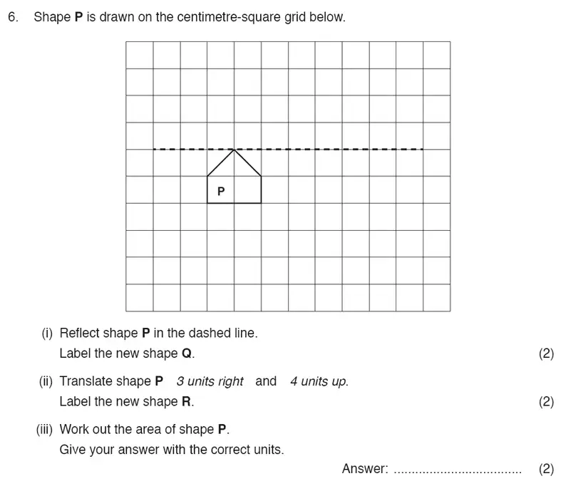 Question 6(i,6(ii),6(iii)) - ISEB 11 Plus Maths Specimen Paper 2016