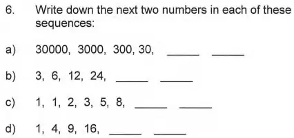 Question 6(a,b,c,d) - James Allen’s Girls’ School – 11+ Maths Sample Paper - 2024