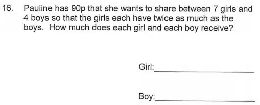 Question 16 - James Allen’s Girls’ School – 11 Plus Maths Sample Paper - 2025