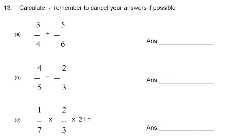 Question 13(a,b,c) - James Allen’s Girls’ School – 11+ Maths Sample Paper 1 – 2023