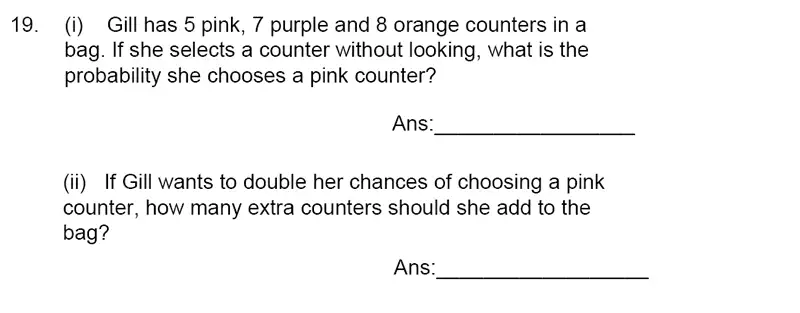 Question 19(a,b) - James Allen’s Girls’ School – 11+ Maths Sample Paper 1 – 2023