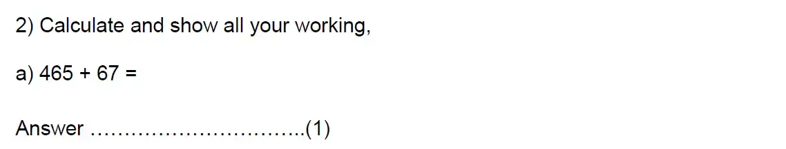 Question 2(a) - Kent College - 11 Plus Maths Entrance Examination - 2024