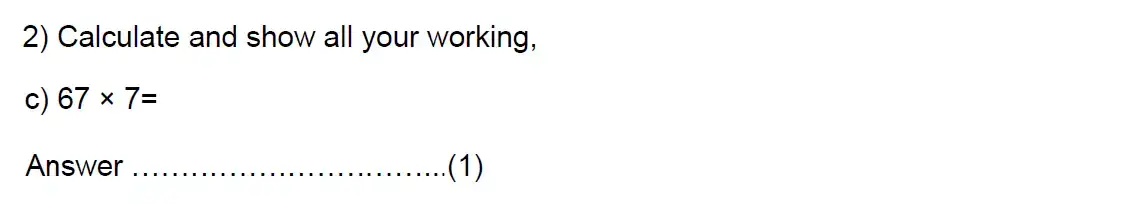Question 2(c) - Kent College - 11 Plus Maths Entrance Examination - 2024
