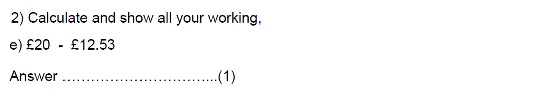 Question 2(e) - Kent College - 11 Plus Maths Entrance Examination - 2024