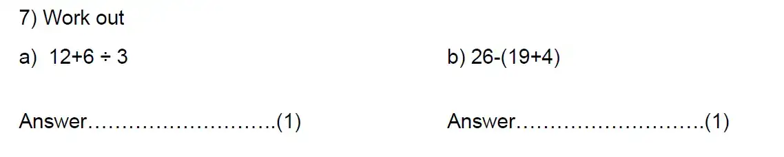 Question 7(a,b) - Kent College - 11 Plus Maths Entrance Examination - 2024
