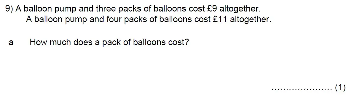 Question 9(a) - Kent College - 11 Plus Maths Entrance Examination - 2024