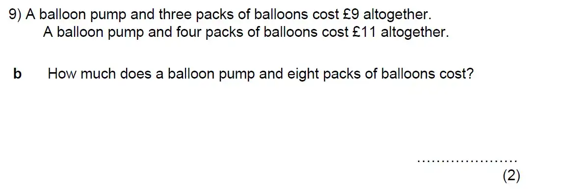 Question 9(b) - Kent College - 11 Plus Maths Entrance Examination - 2024