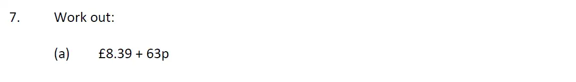 Question 7(a) - Kent College - 11 Plus Maths Entrance Examination - 2023