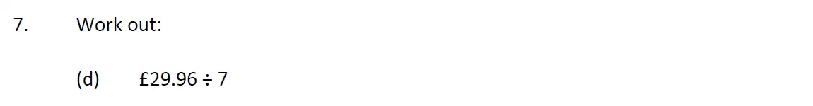 Question 7(d) - Kent College - 11 Plus Maths Entrance Examination - 2023