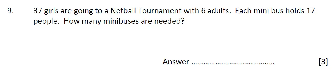 Question 9 - Kent College - 11 Plus Maths Entrance Examination - 2023