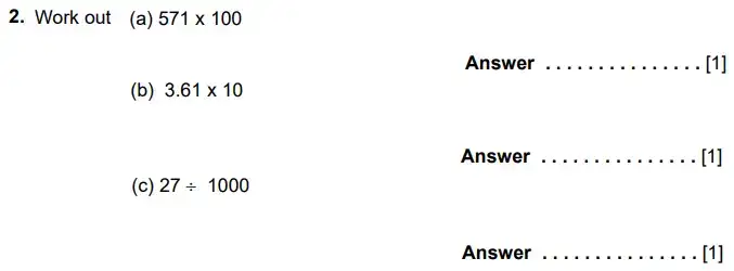 Question 2(a,b,c) - Kent College 11 Plus Maths Sample Paper - 2024
