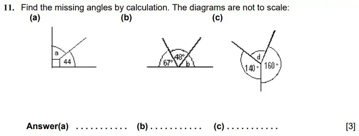 Question 11(a,b,c) - Kent College 11 Plus Maths Sample Paper - 2024