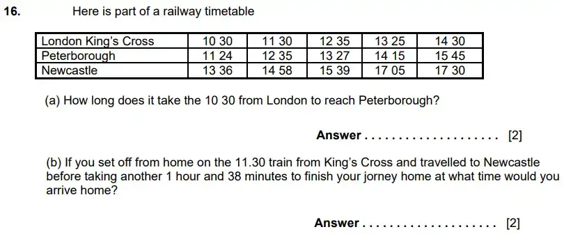 Question 16(a,b) - Kent College - 11 Plus Maths Sample Paper - 2024