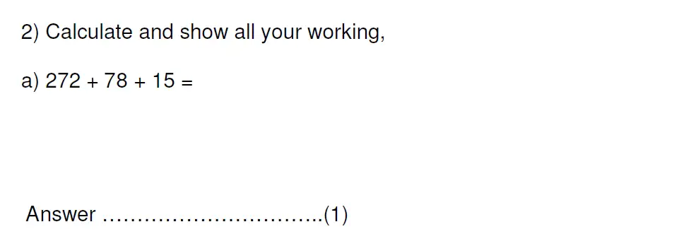 Question 2(a) - Kent College 11 Plus Maths Entrance Examination 2013