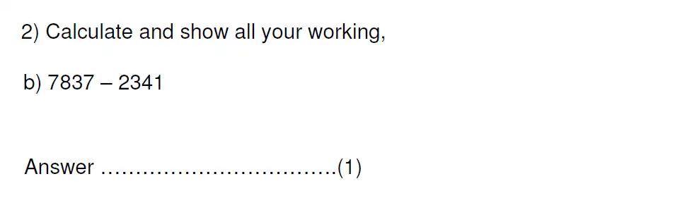 Question 2(b) - Kent College 11 Plus Maths Entrance Examination 2013