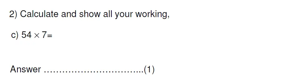 Question 2(c) - Kent College 11 Plus Maths Entrance Examination 2013