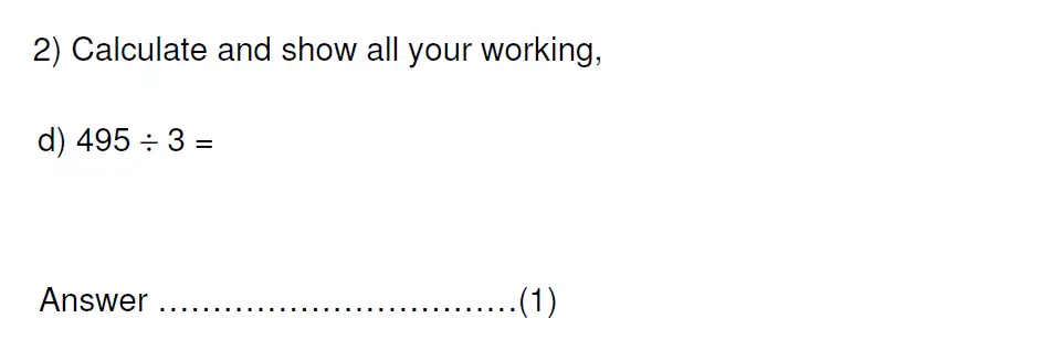 Question 2(d) - Kent College 11 Plus Maths Entrance Examination 2013