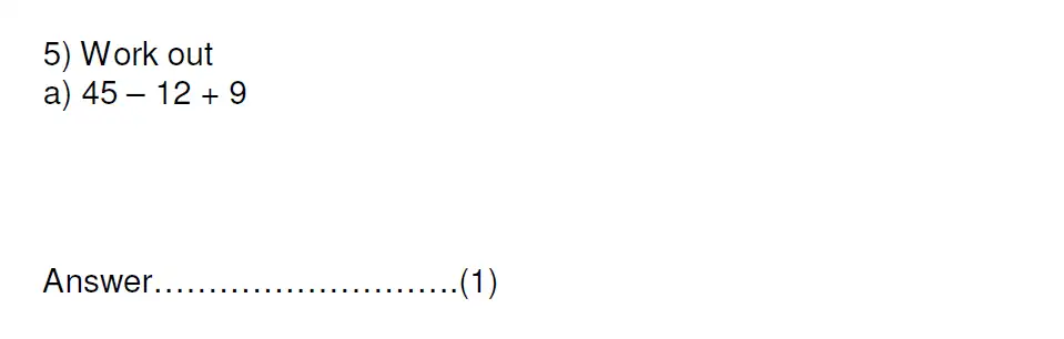 Question 5(a) - Kent College 11 Plus Maths Entrance Examination 2013
