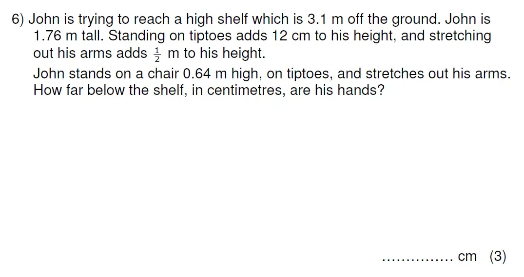 Question 6 - Kent College 11 Plus Maths Entrance Examination 2013