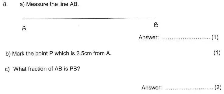 Question 8(a,b,c)(a,b,c) - Kent College 11 Plus Maths Entrance Examination 1 - 2007