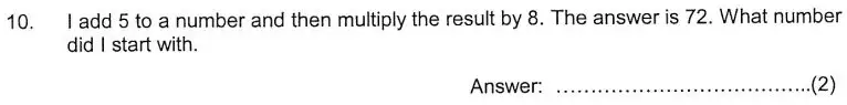 Question 10 - Kent College 11 Plus Maths Entrance Examination 1 - 2007