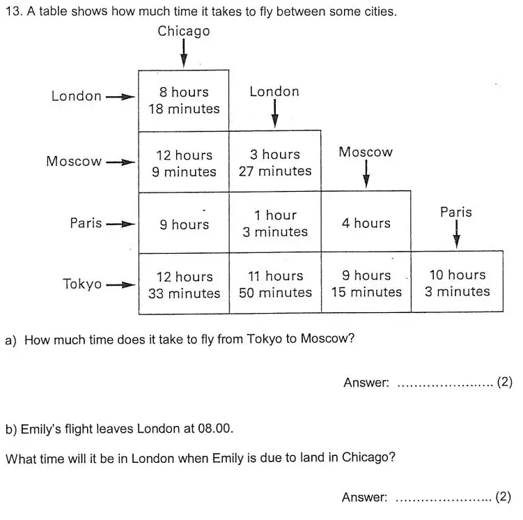 Question 13(13(a),13(b))(13(a),13(b)) - Kent College 11 Plus Maths Entrance Examination 1 - 2007