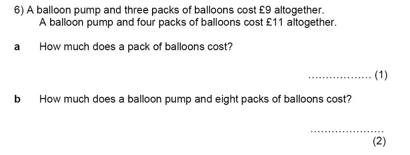 Question 6(a,b) - Kent College, Canterbury – 11 Plus Maths Entrance Exam 2024