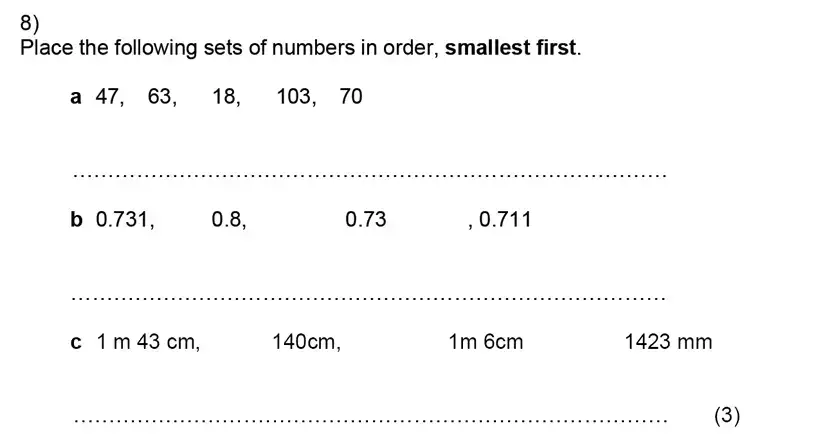 Question 8(a,b,c) - Kent College, Canterbury – 11 Plus Maths Entrance Exam 2024