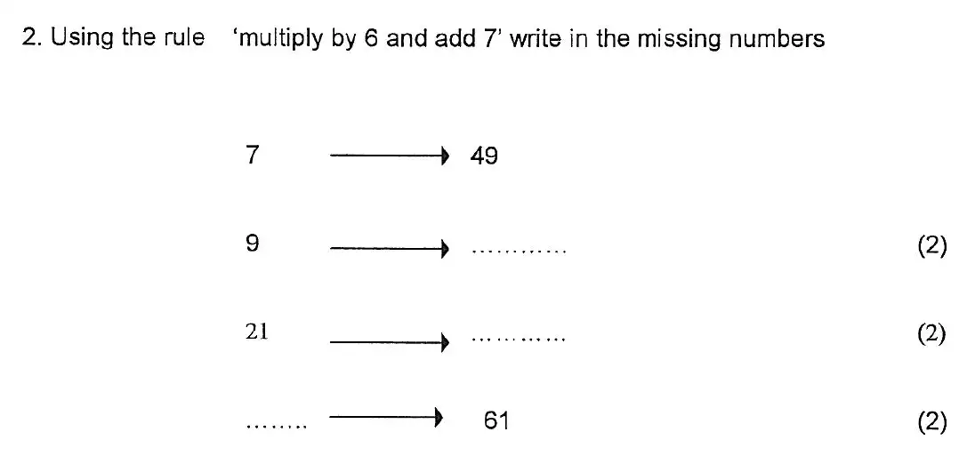 Question 2(a,b,c) - Kent College 11 Plus Maths Entrance Examination 2 - 2007