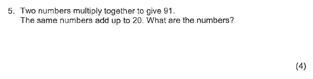 Question 5 - Kent College 11 Plus Maths Entrance Examination 2 - 2007