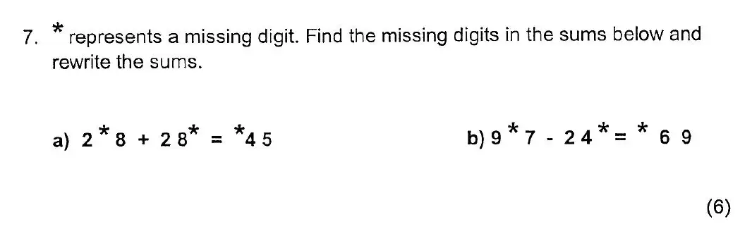 Question 7(a,b) - Kent College 11 Plus Maths Entrance Examination 2 - 2007