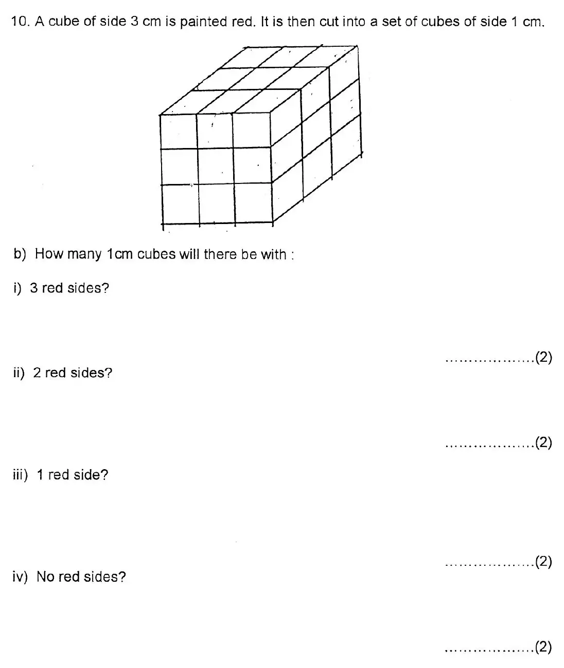Question 10(b)(10(b)(1),10(b)(2),10(b)(3),10(b)(4)) - Kent College 11 Plus Maths Entrance Examination 2 - 2007
