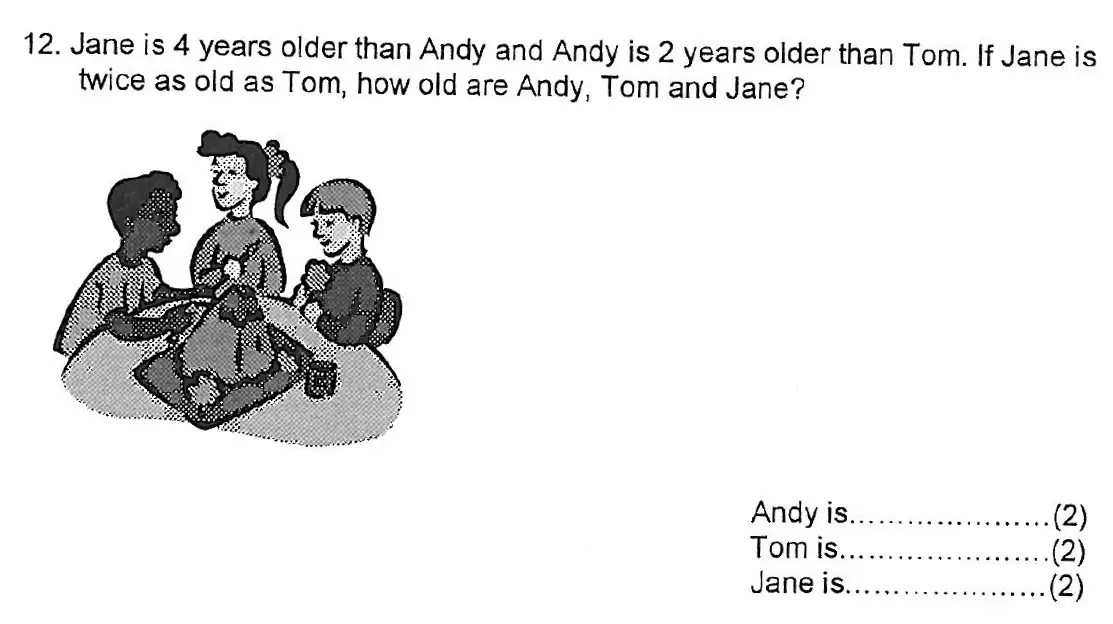 Question 12(12(a),12(b),12(c)) - Kent College 11 Plus Maths Entrance Examination 2 - 2007
