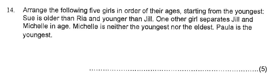 Question 14 - Kent College 11 Plus Maths Entrance Examination 2 - 2007